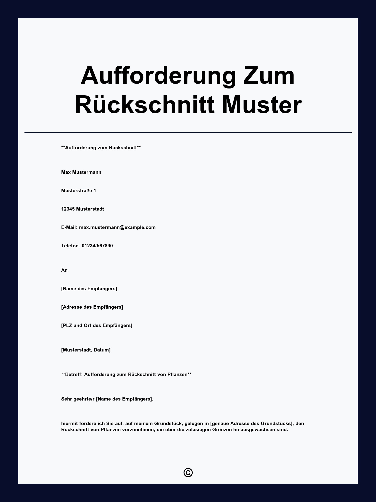 Aufforderung Zum Rückschnitt Muster