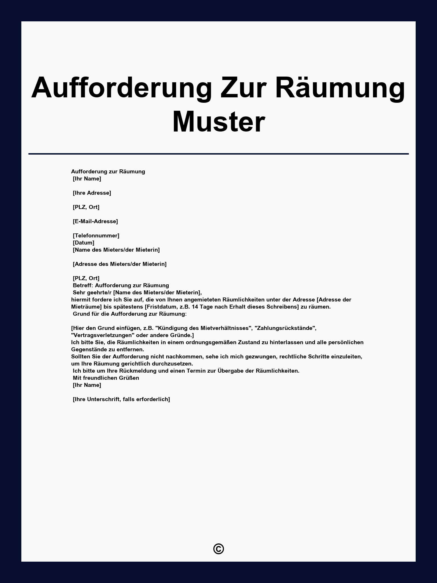 Aufforderung Zur Räumung Muster