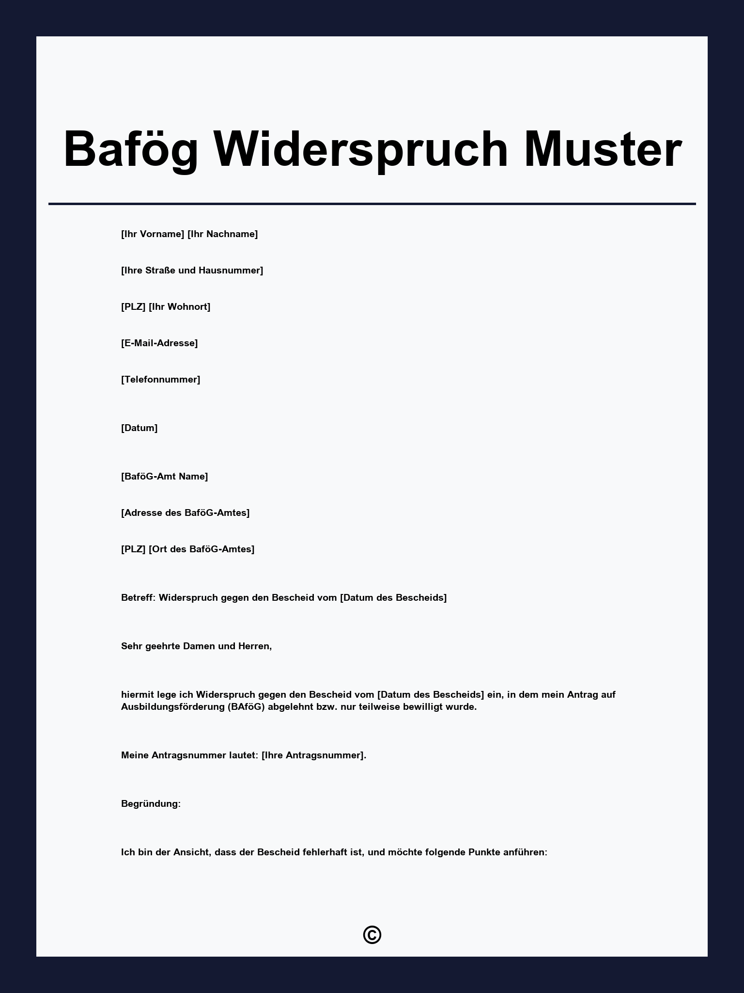 Bafög Widerspruch Muster