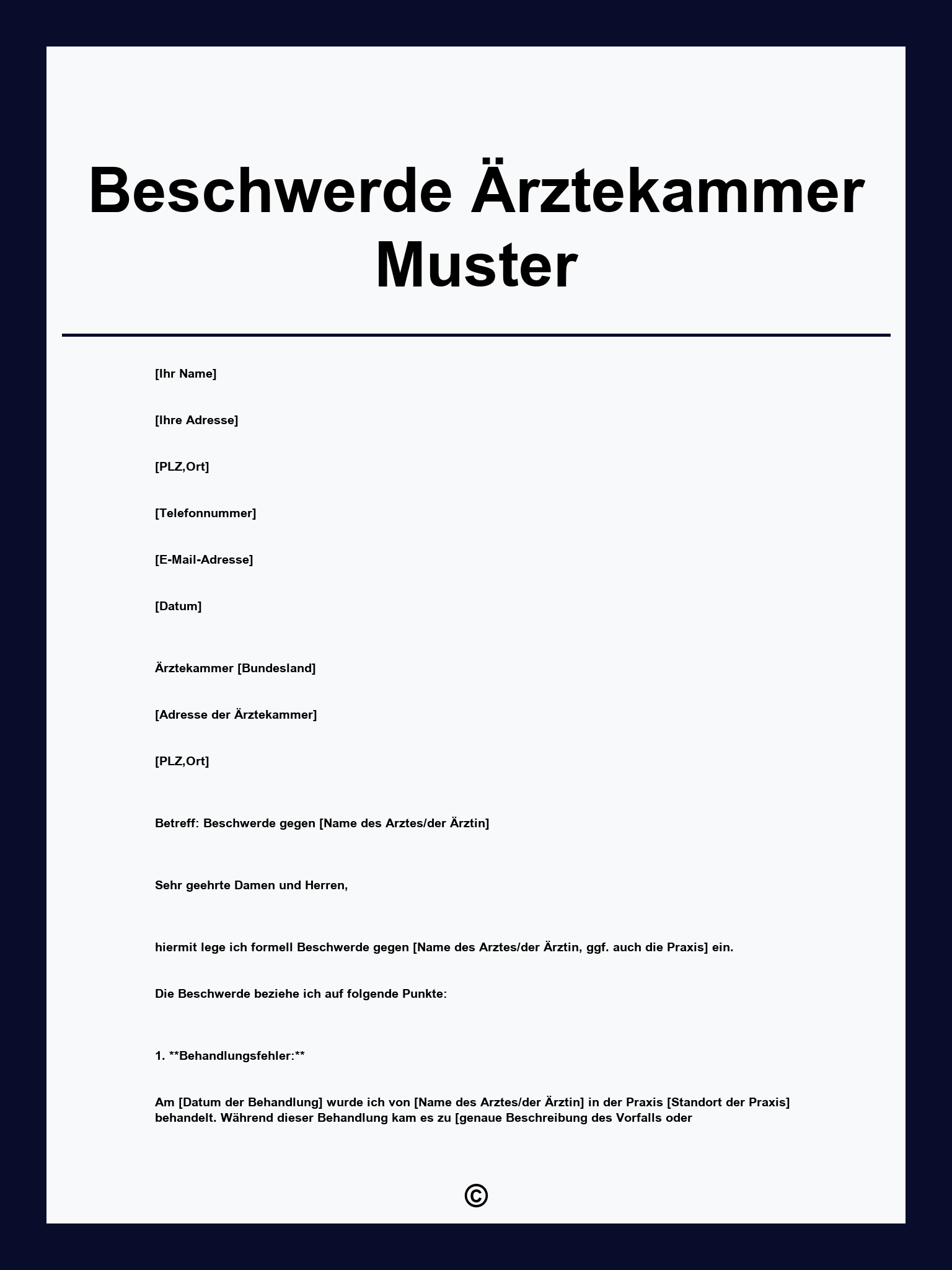 Beschwerde Ärztekammer Muster