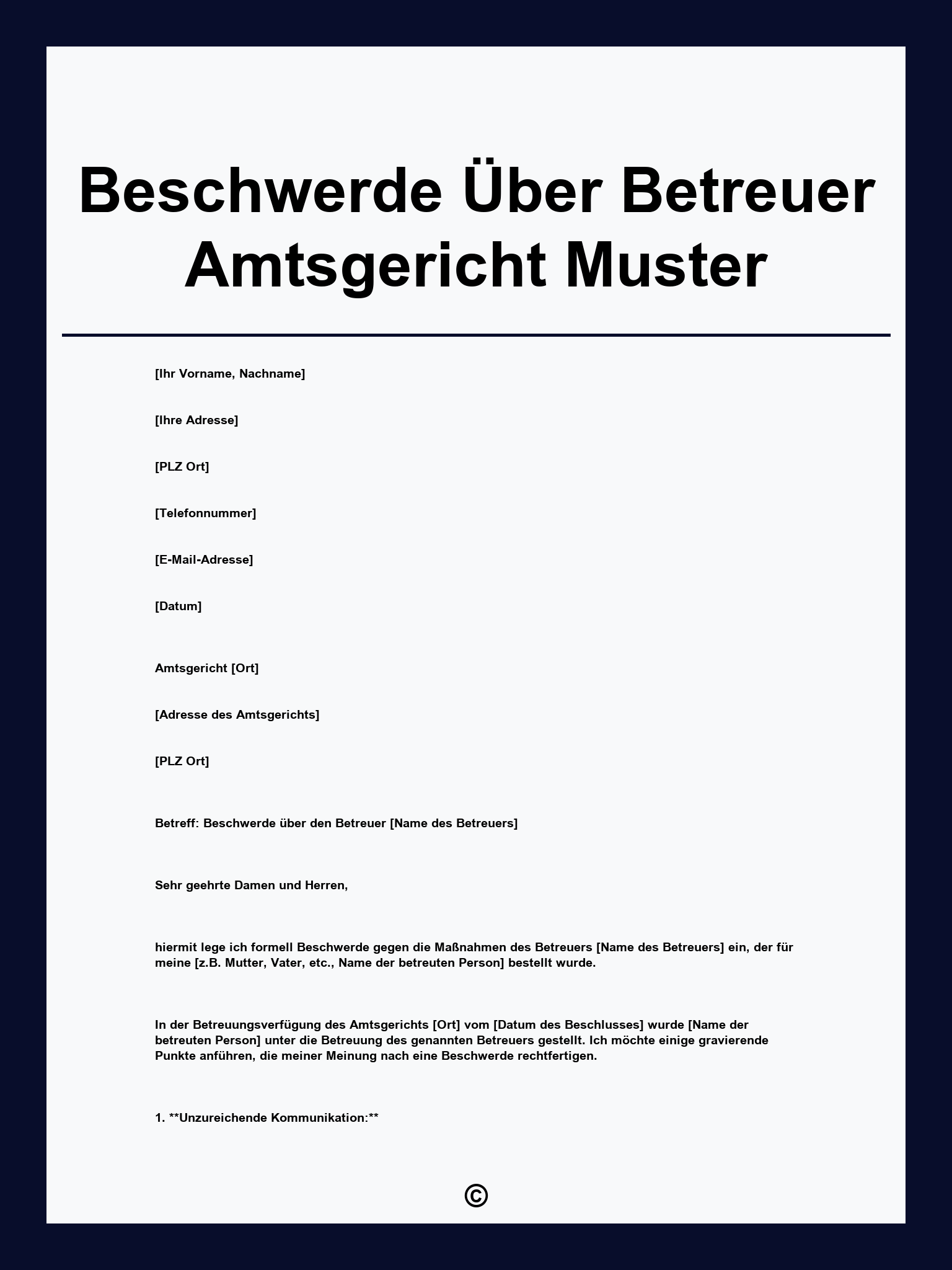 Beschwerde Über Betreuer Amtsgericht Muster