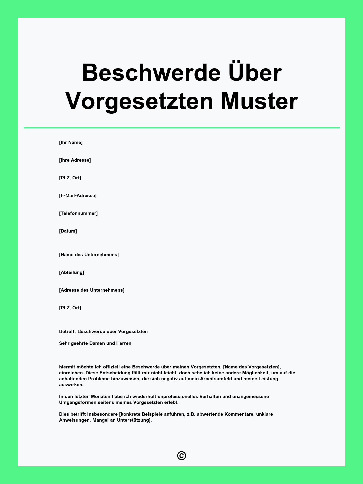Beschwerde Über Vorgesetzten Muster