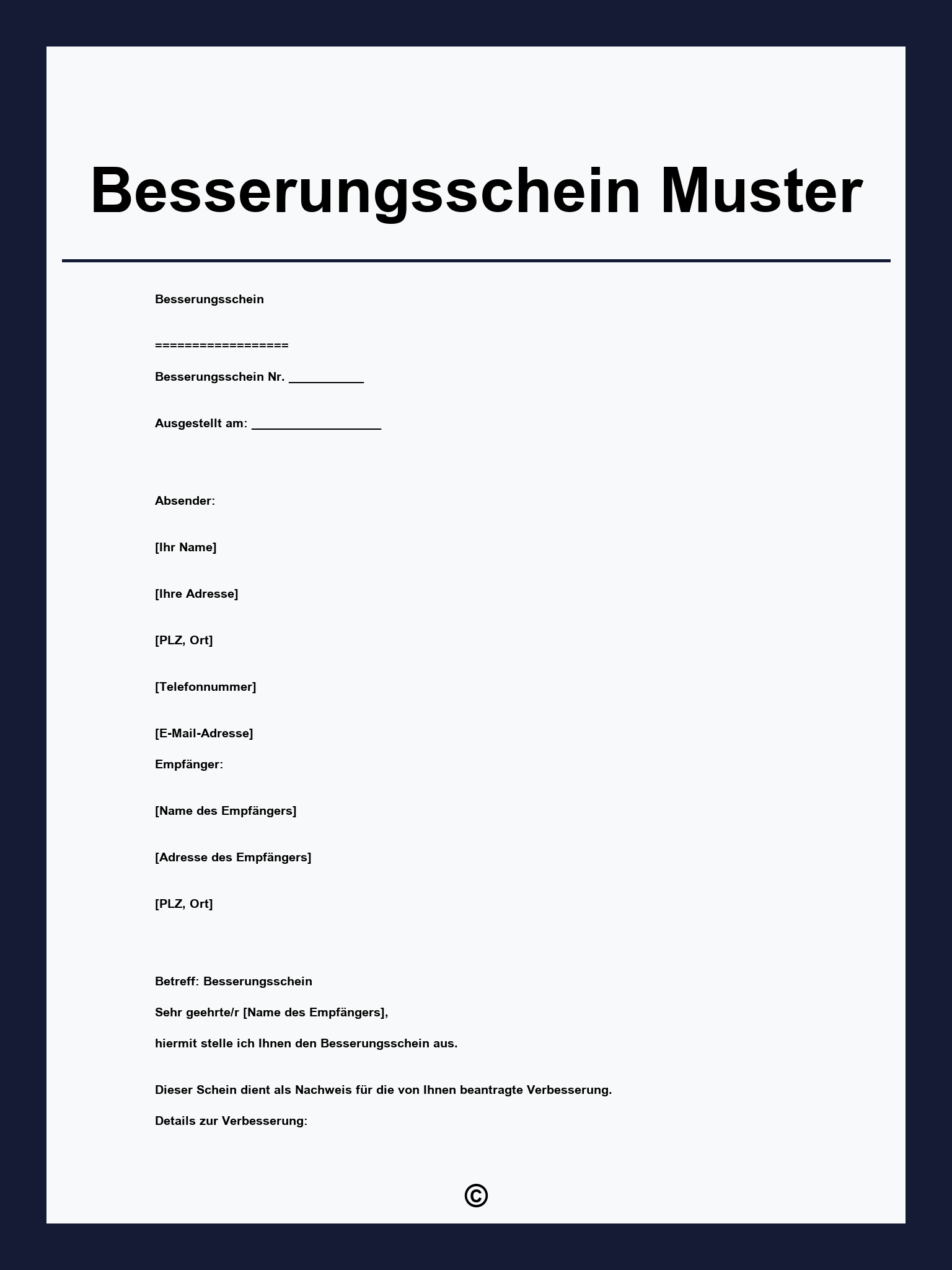 Besserungsschein Muster