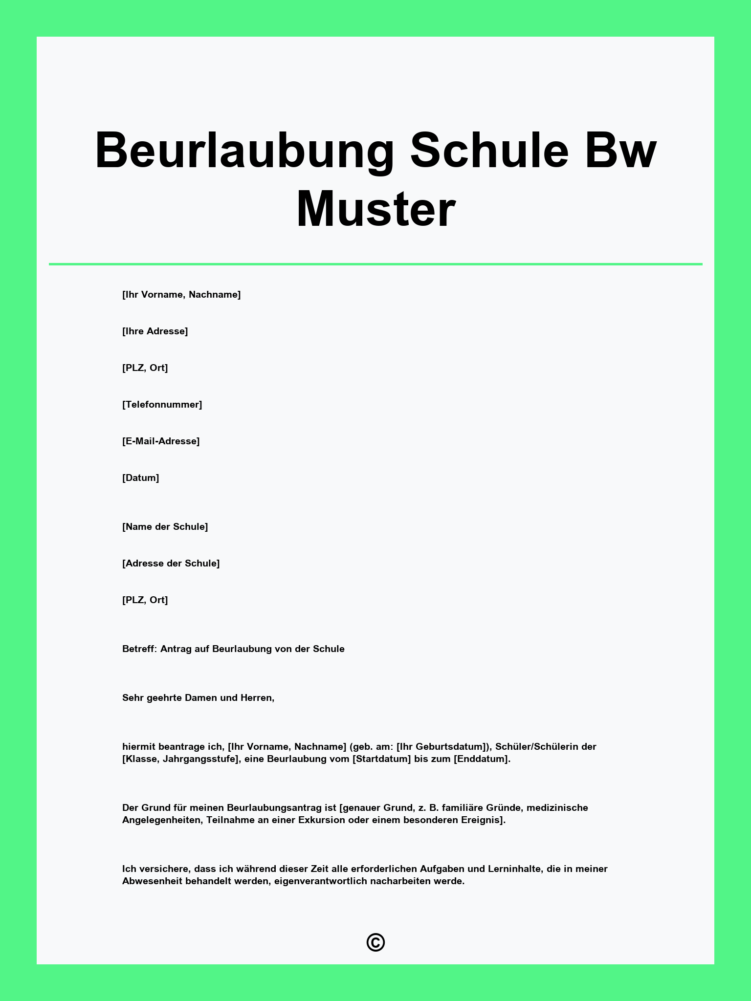 Beurlaubung Schule Bw Muster
