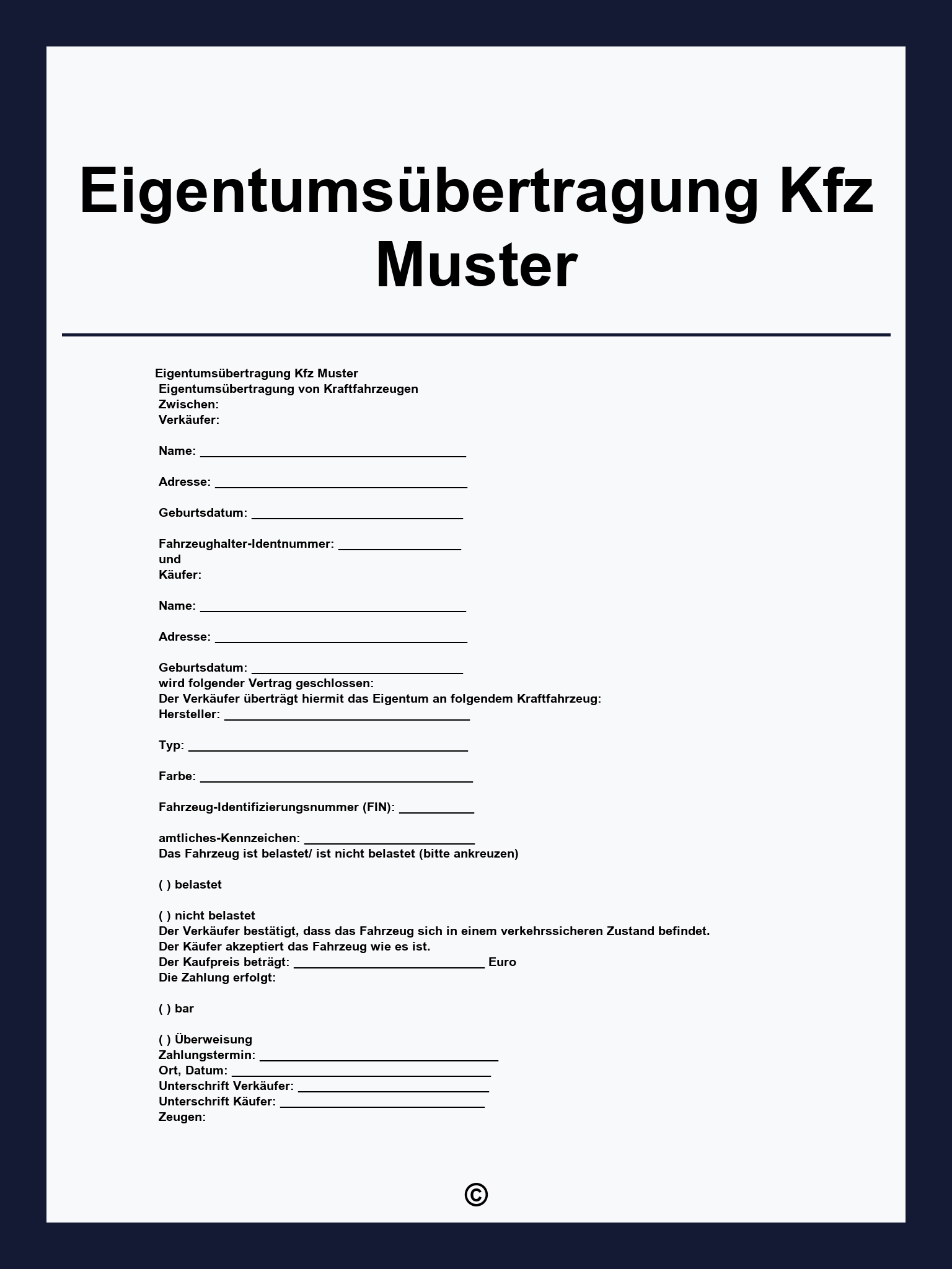 Eigentumsübertragung Kfz Muster