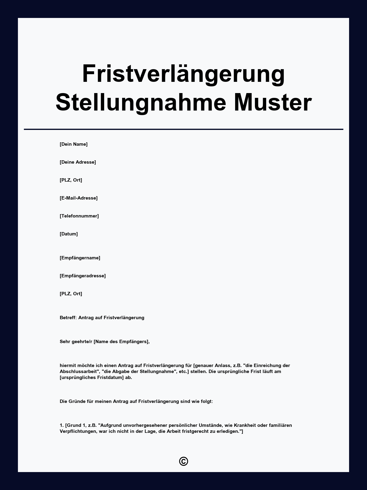Fristverlängerung Stellungnahme Muster