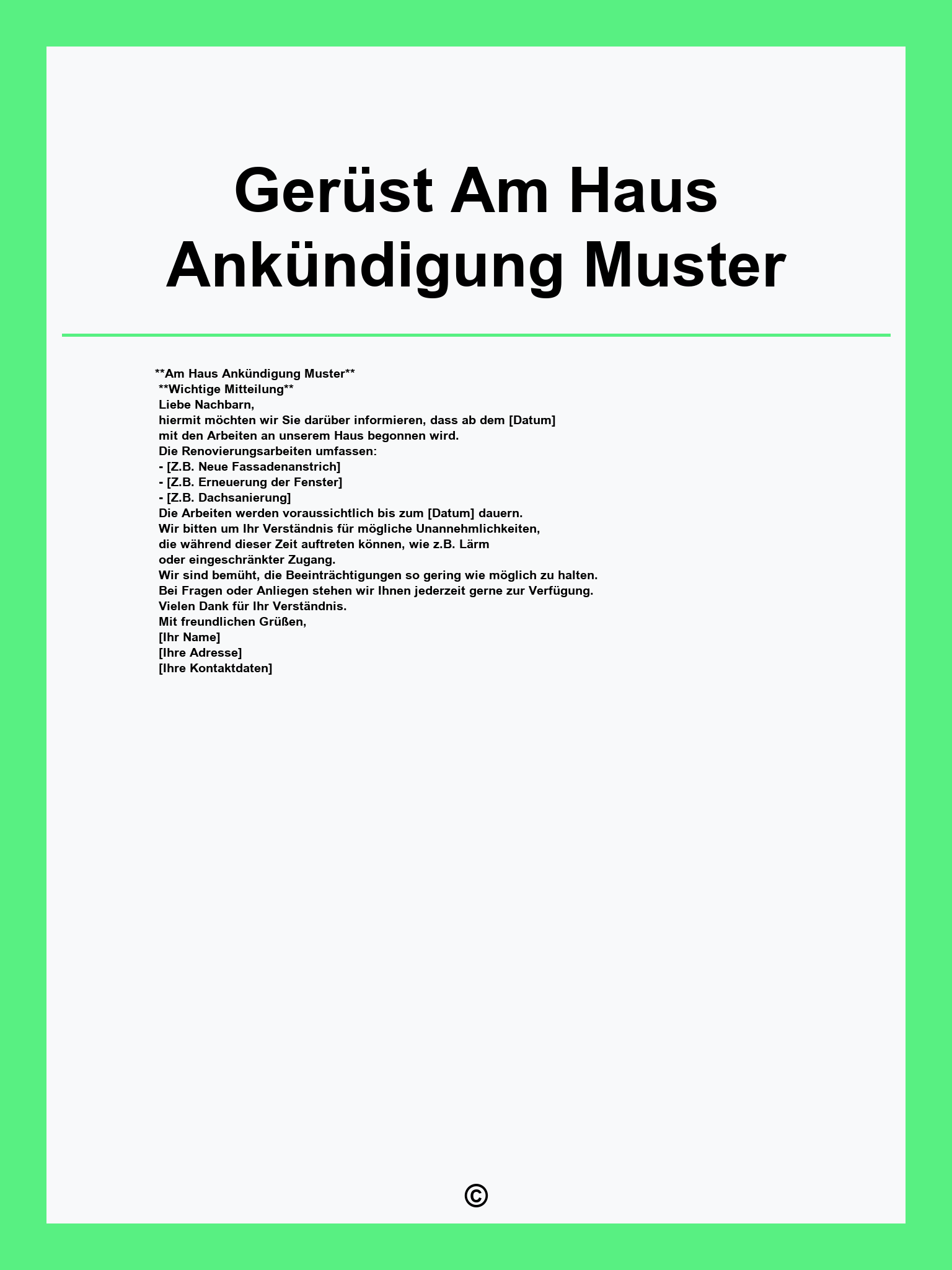 Gerüst Am Haus Ankündigung Muster