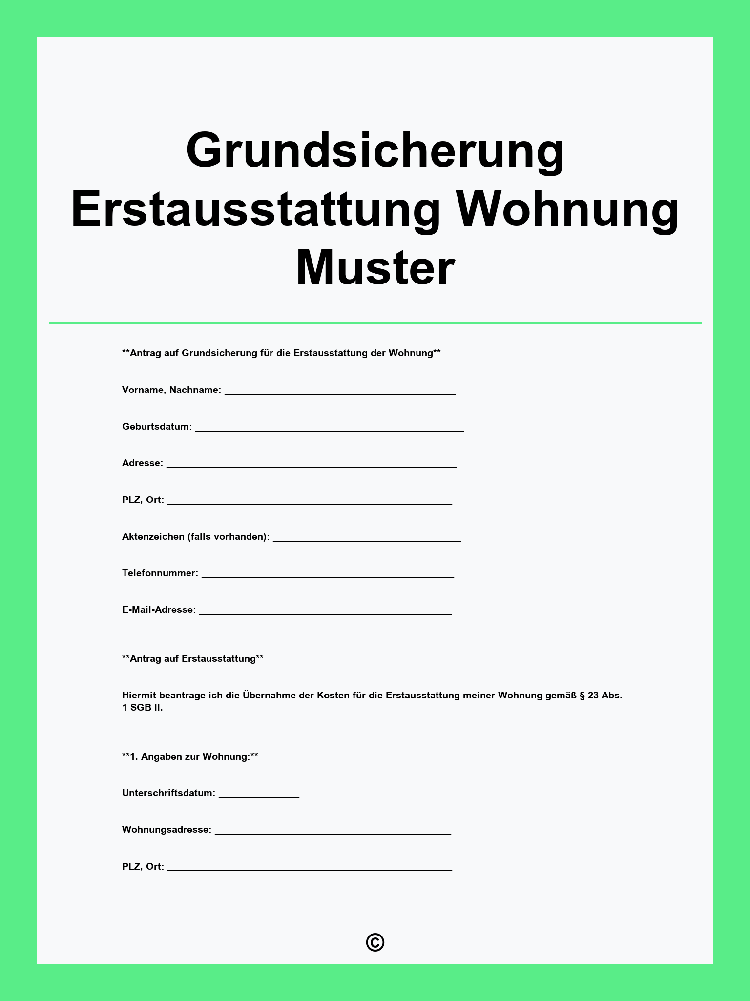 Grundsicherung Erstausstattung Wohnung Muster