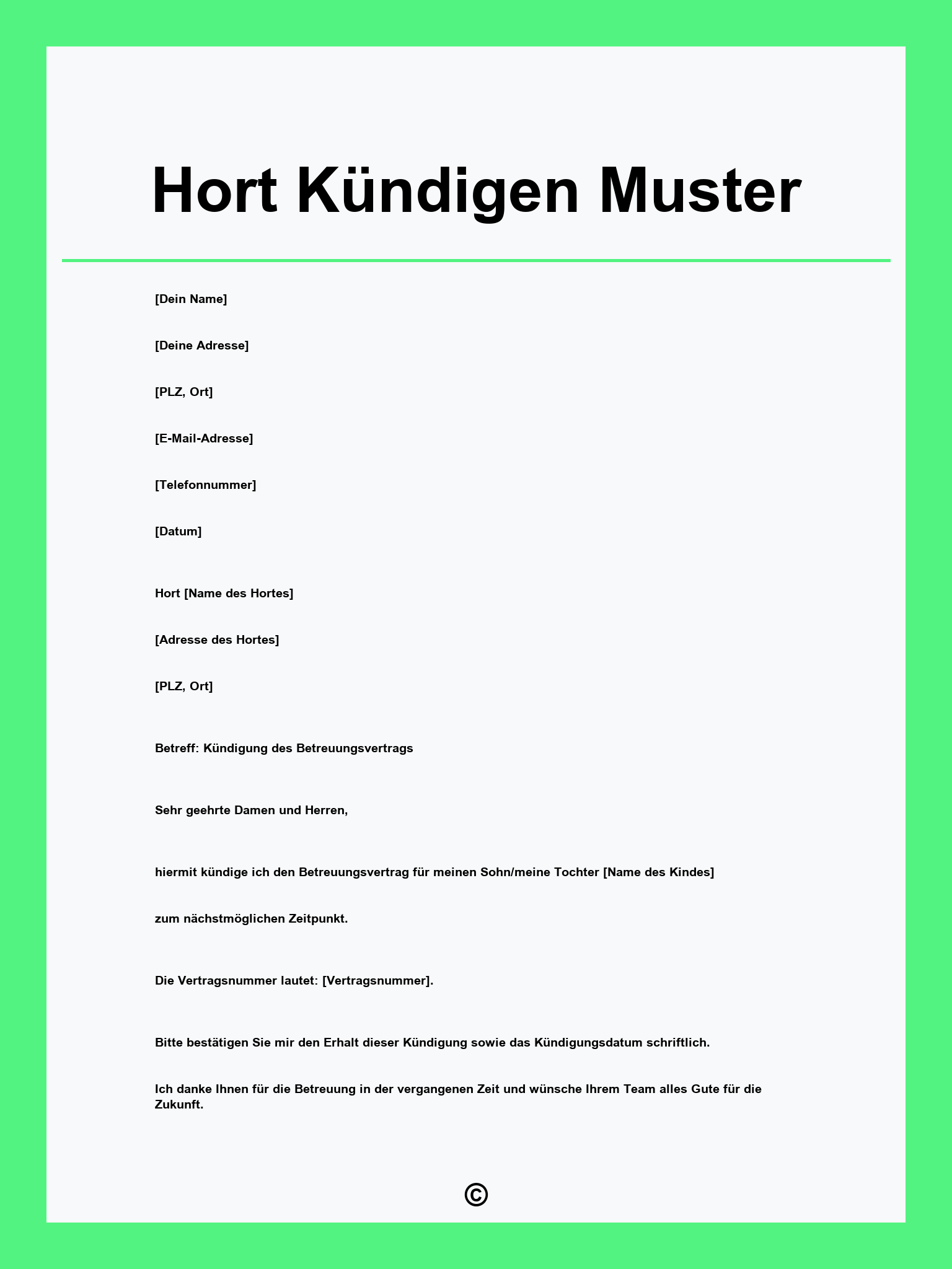 Hort Kündigen Muster