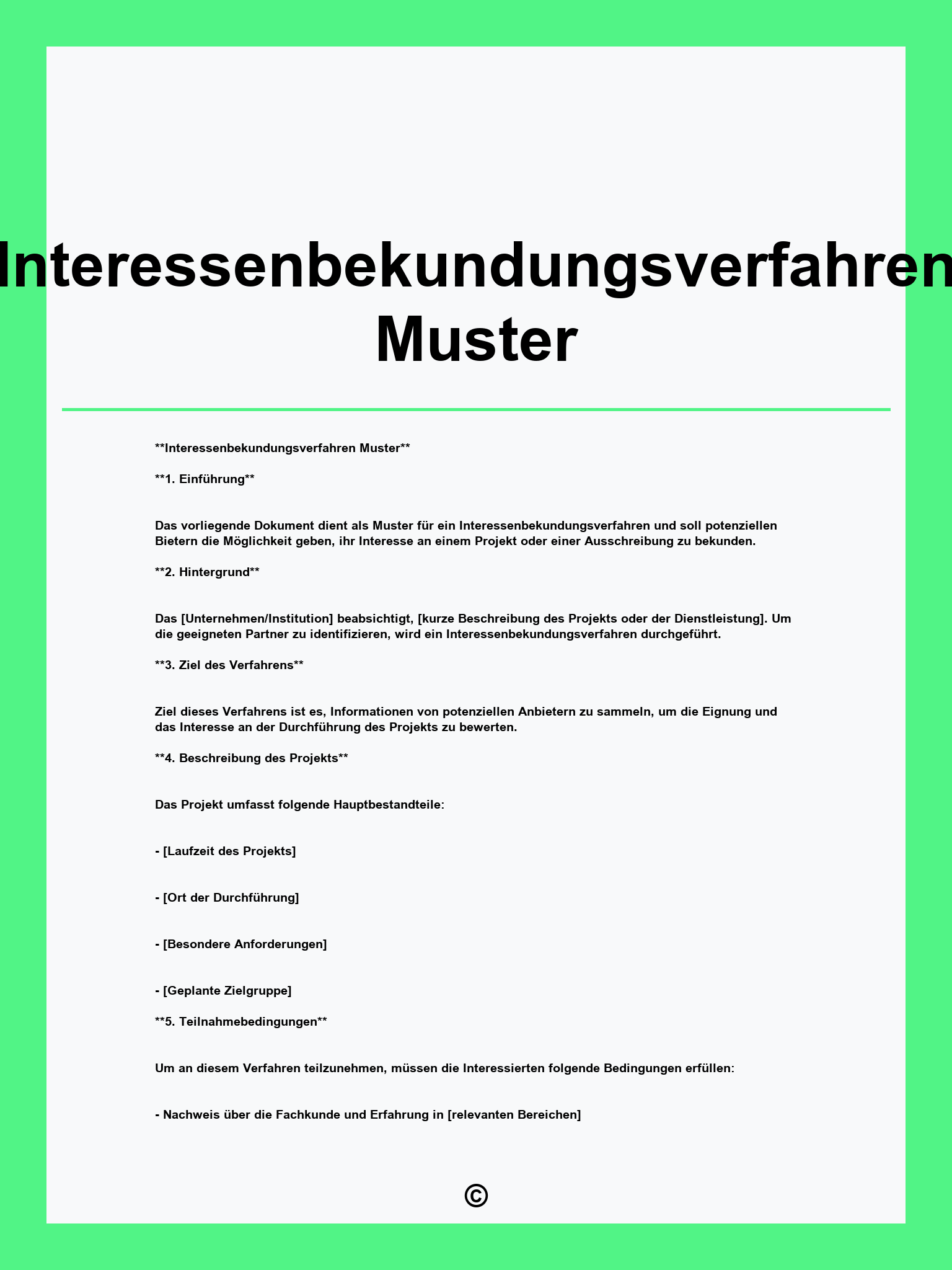 Interessenbekundungsverfahren Muster