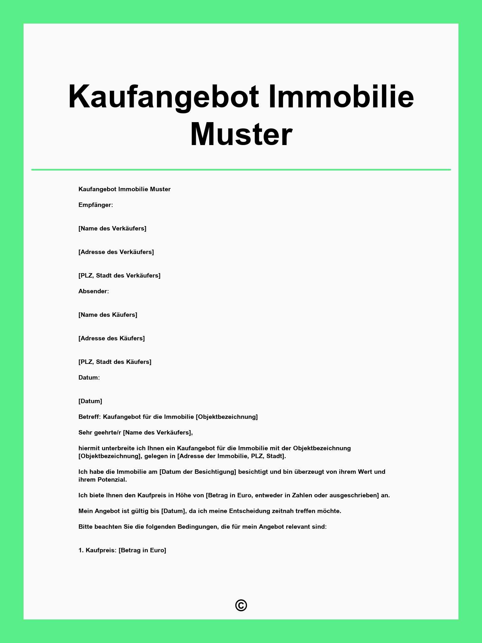 Kaufangebot Immobilie Muster