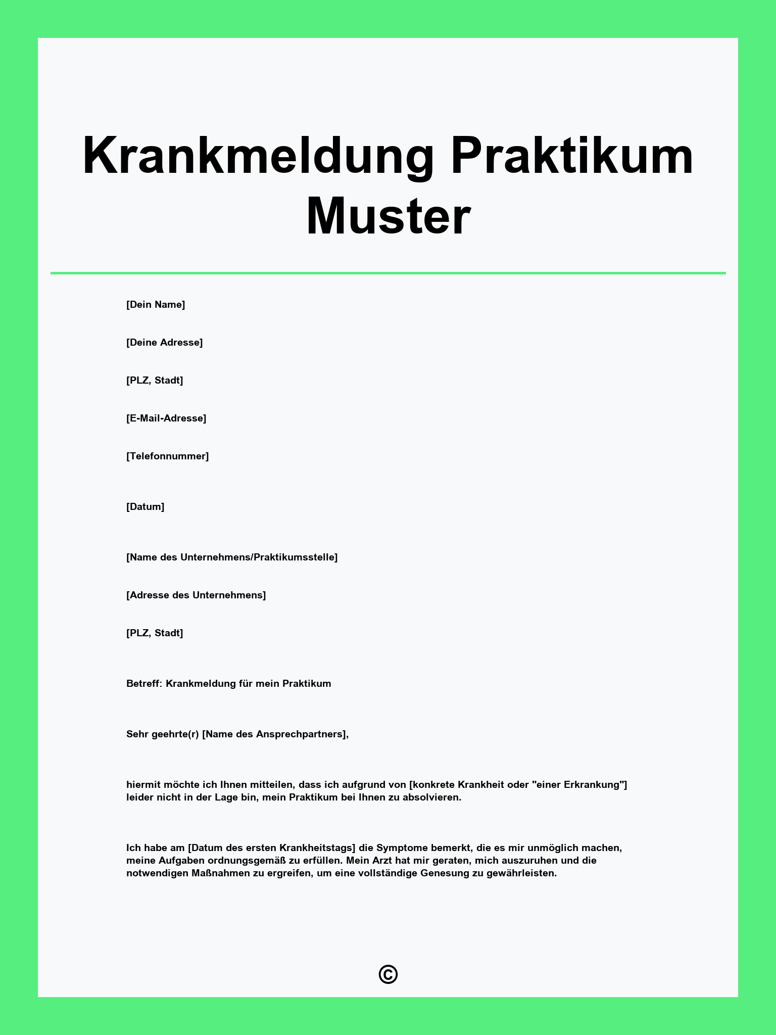 Krankmeldung Praktikum Muster