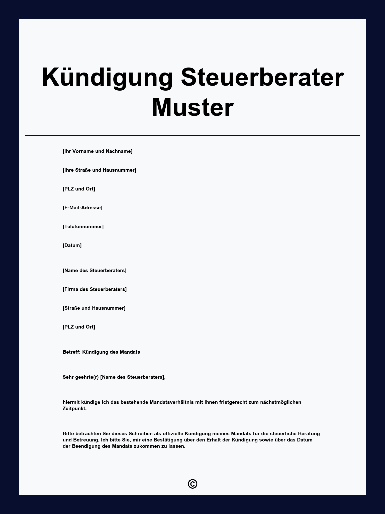Kündigung Steuerberater Muster