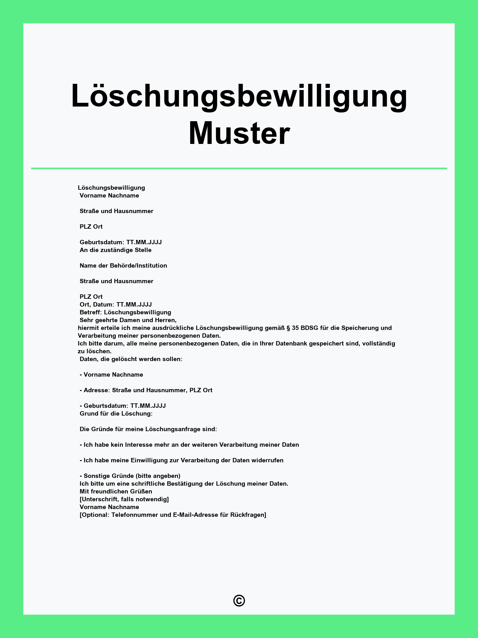 Löschungsbewilligung Muster