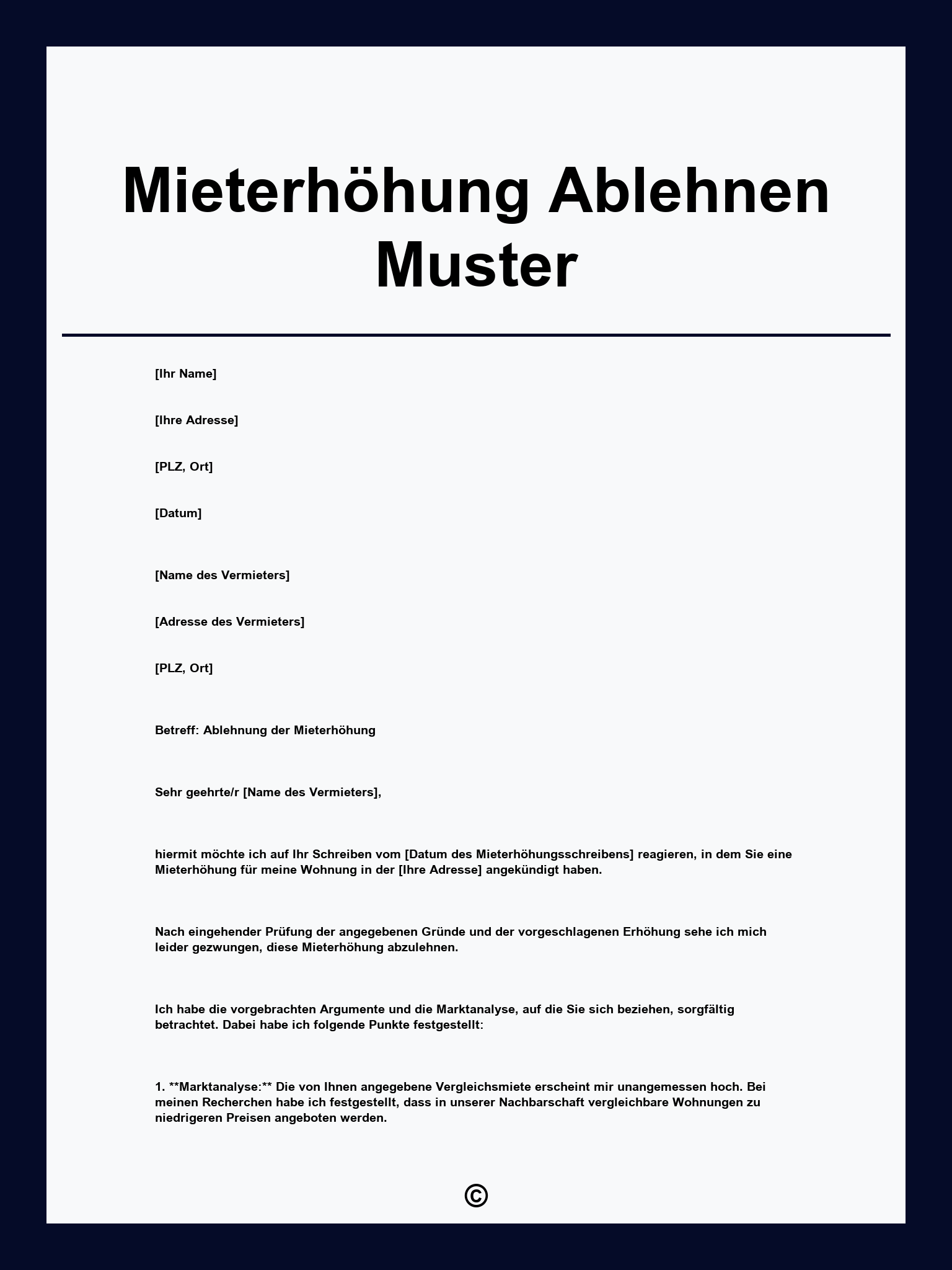 Mieterhöhung Ablehnen Muster