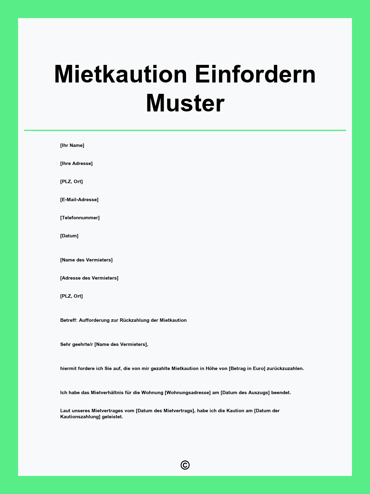 Mietkaution Einfordern Muster