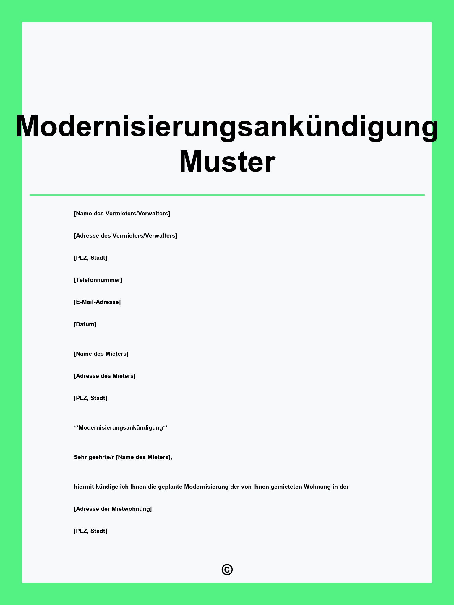 Modernisierungsankündigung Muster