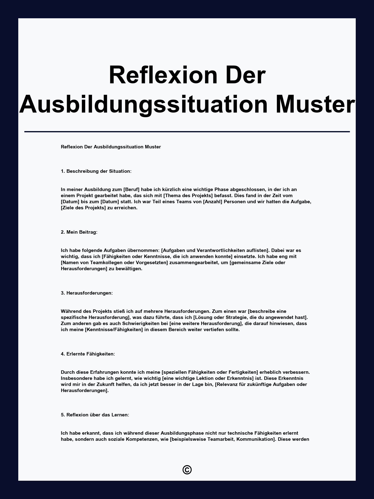 Reflexion Der Ausbildungssituation Muster