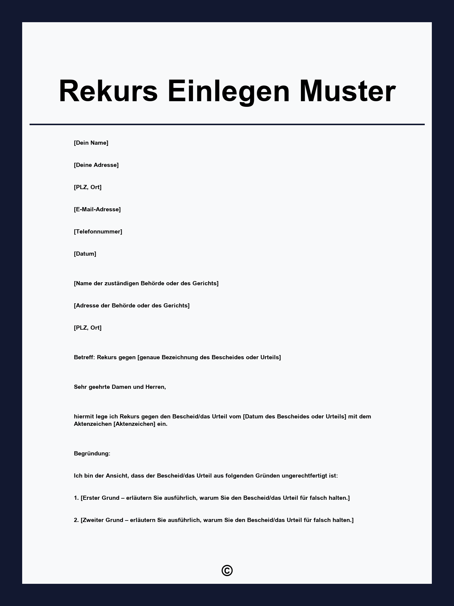 Rekurs Einlegen Muster