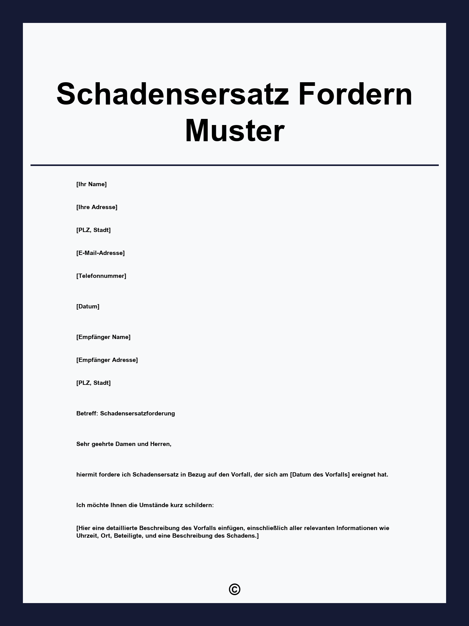 Schadensersatz Fordern Muster