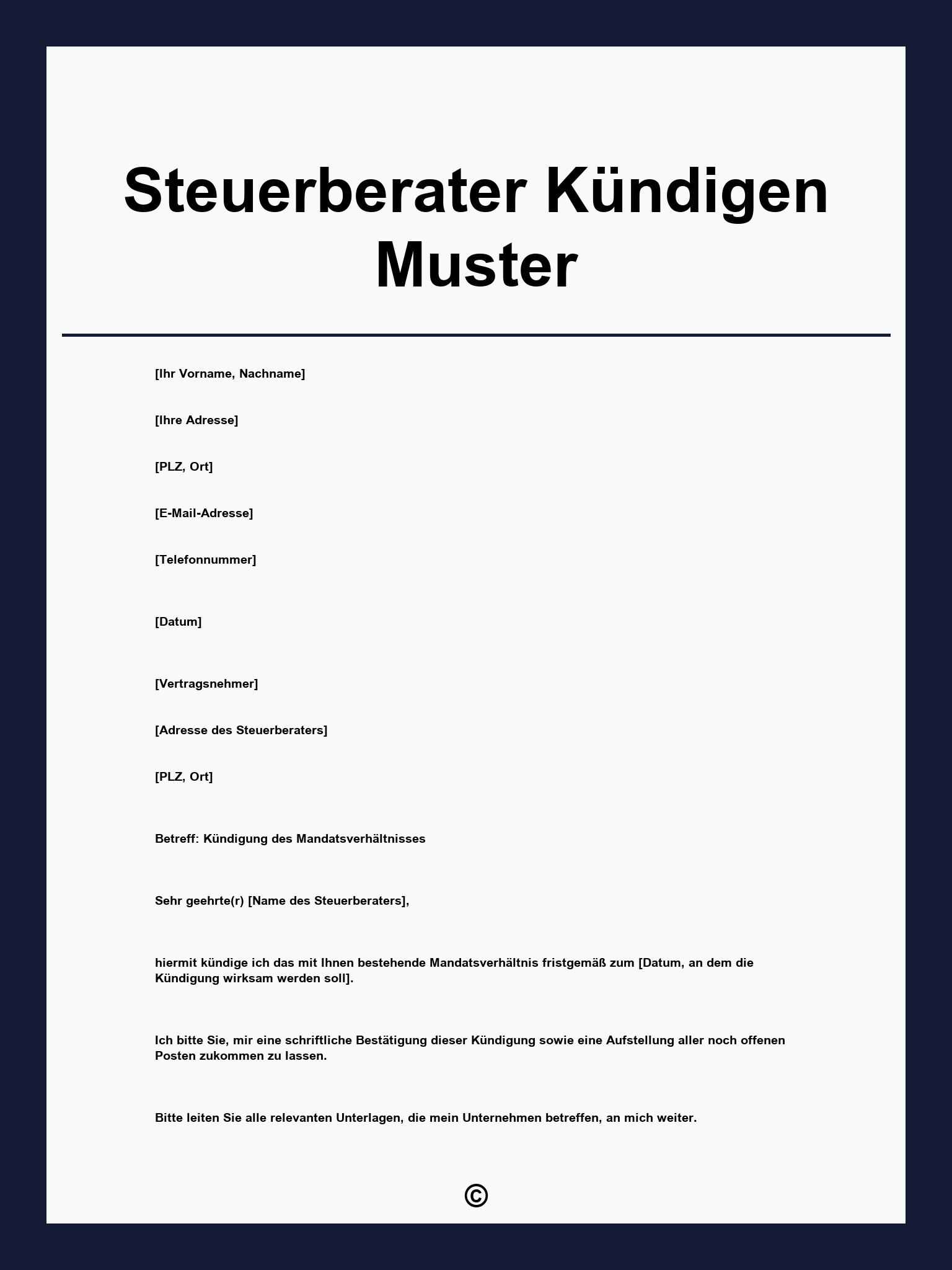 Steuerberater Kündigen Muster