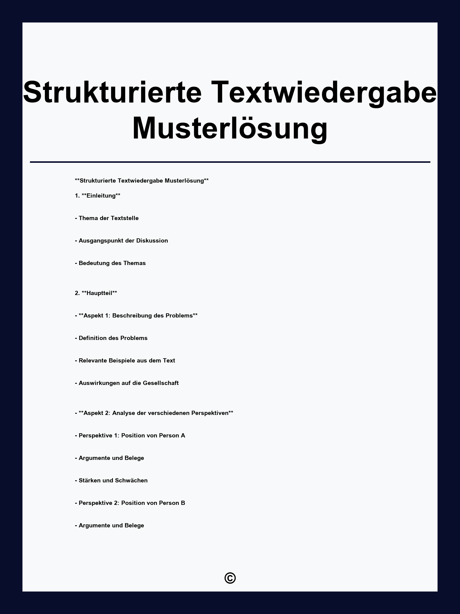 Strukturierte Textwiedergabe Musterlösung