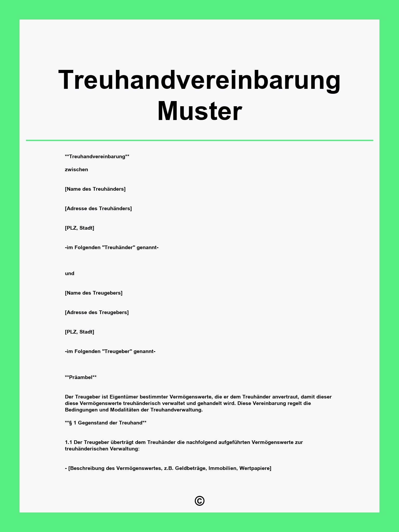 Treuhandvereinbarung Muster