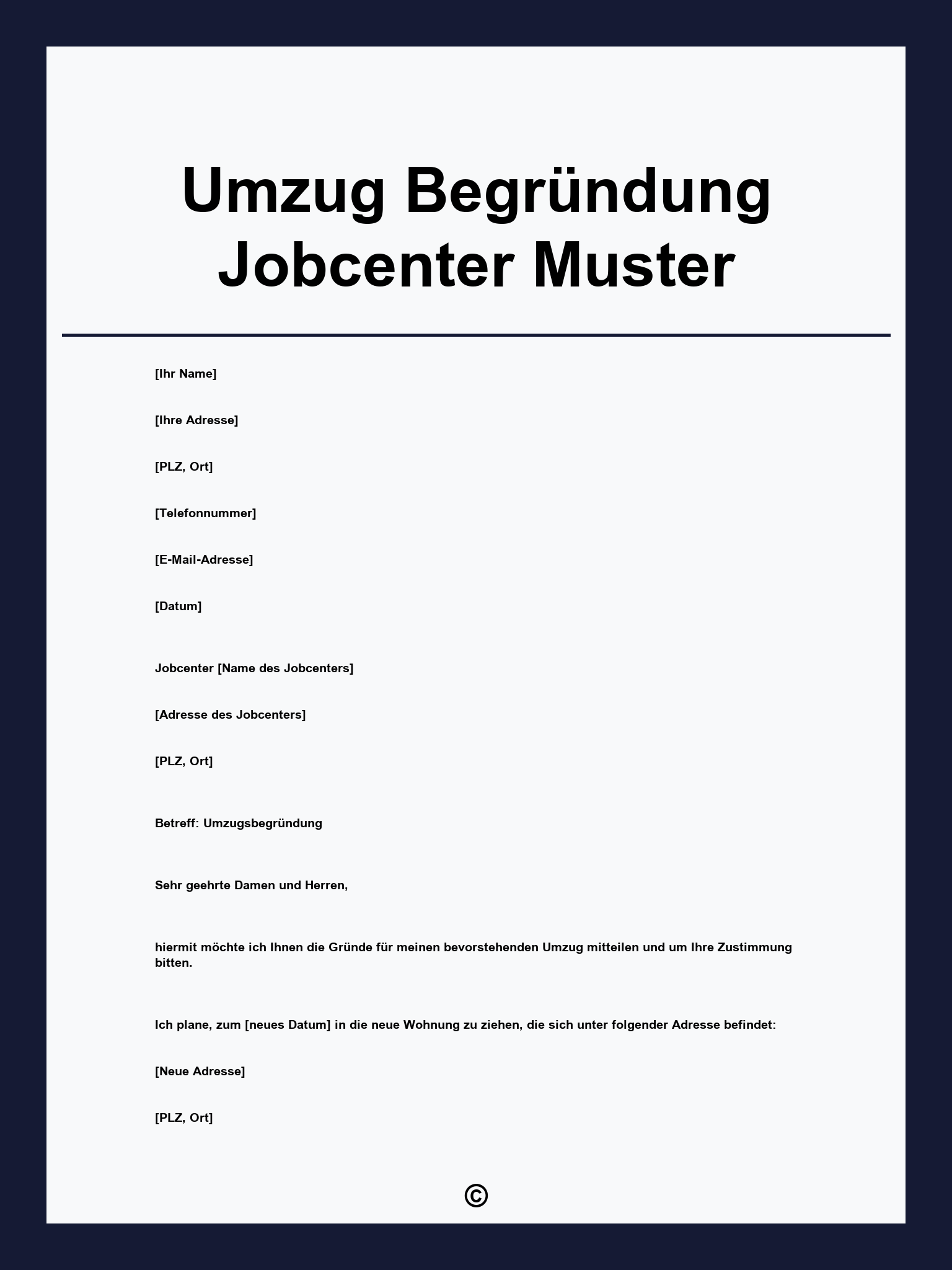 Umzug Begründung Jobcenter Muster
