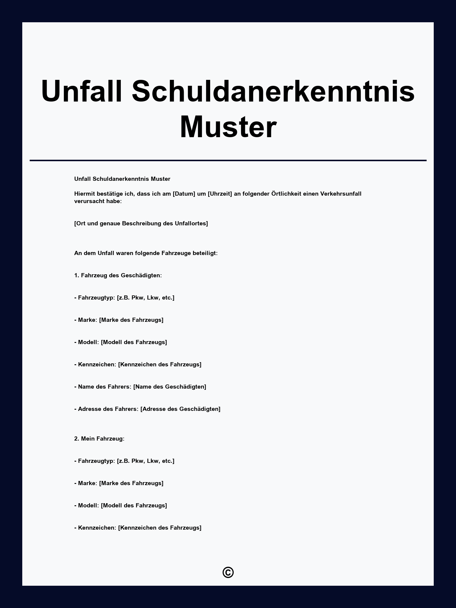 Unfall Schuldanerkenntnis Muster