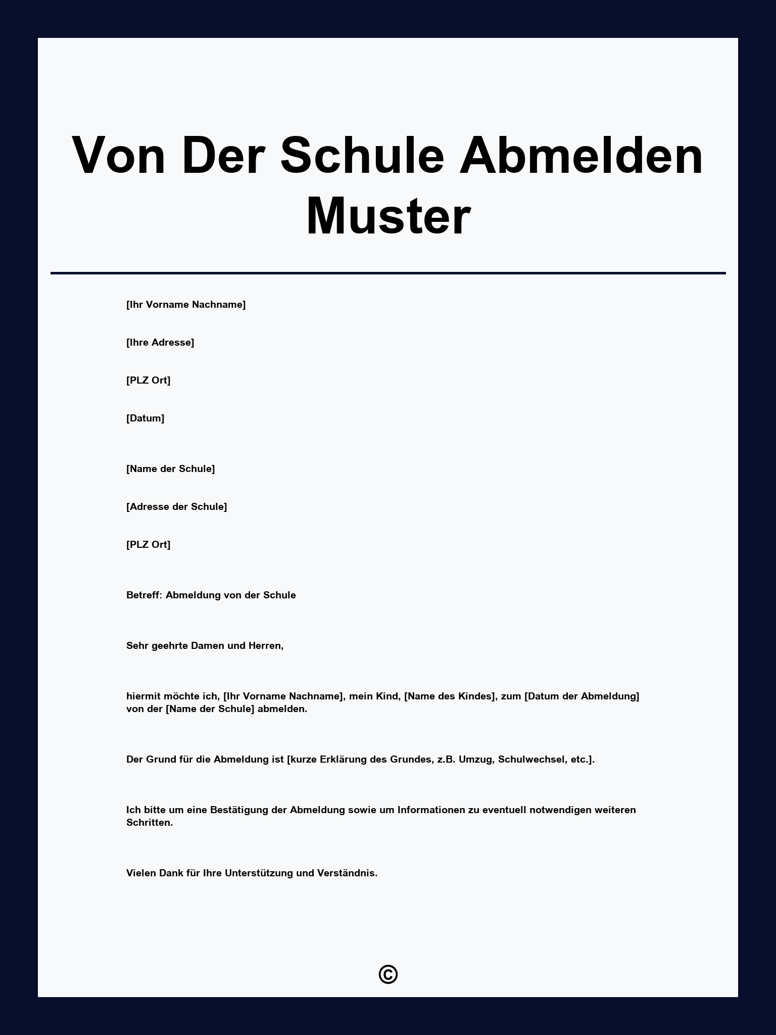Von Der Schule Abmelden Muster