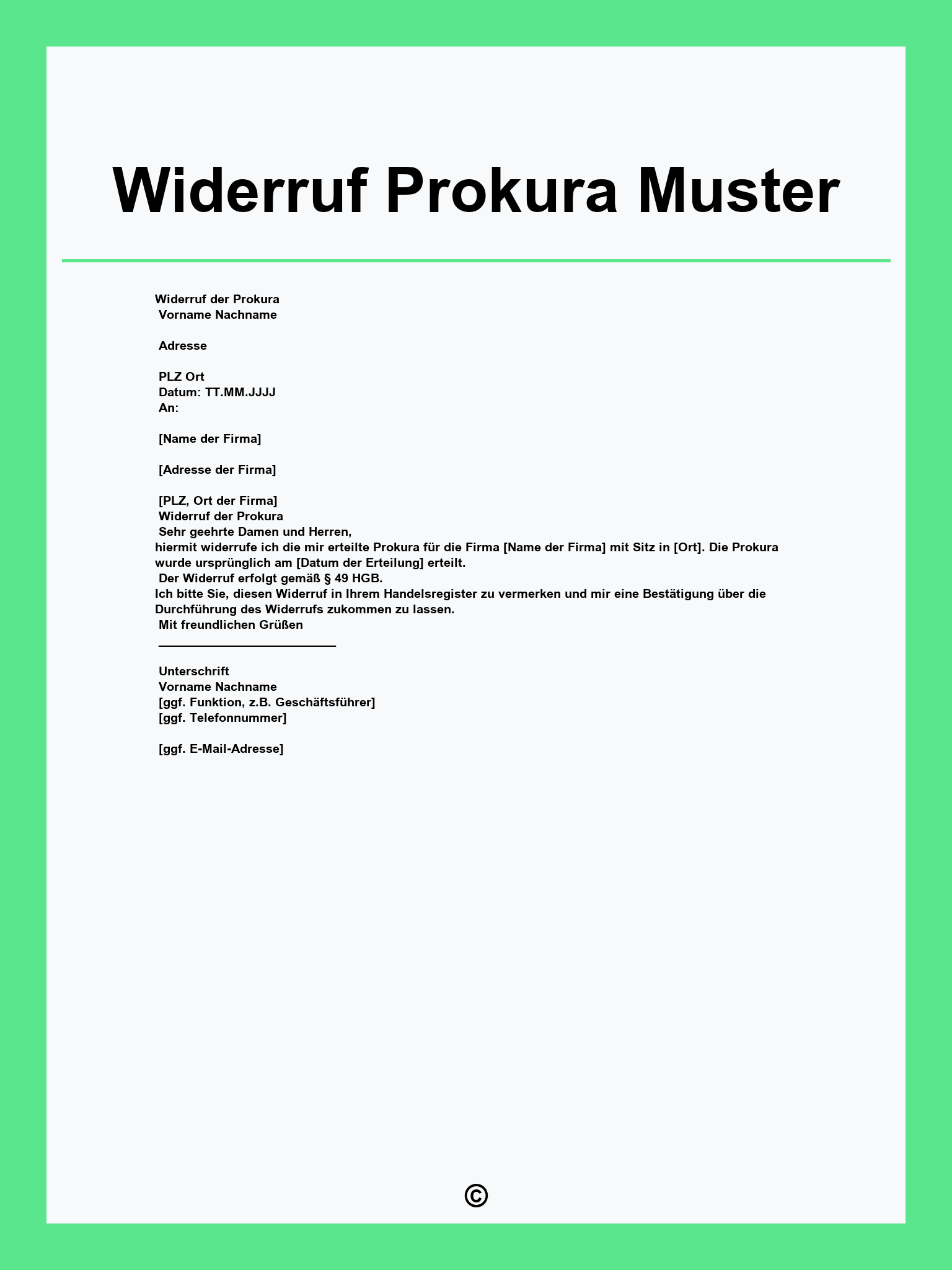 Widerruf Prokura Muster