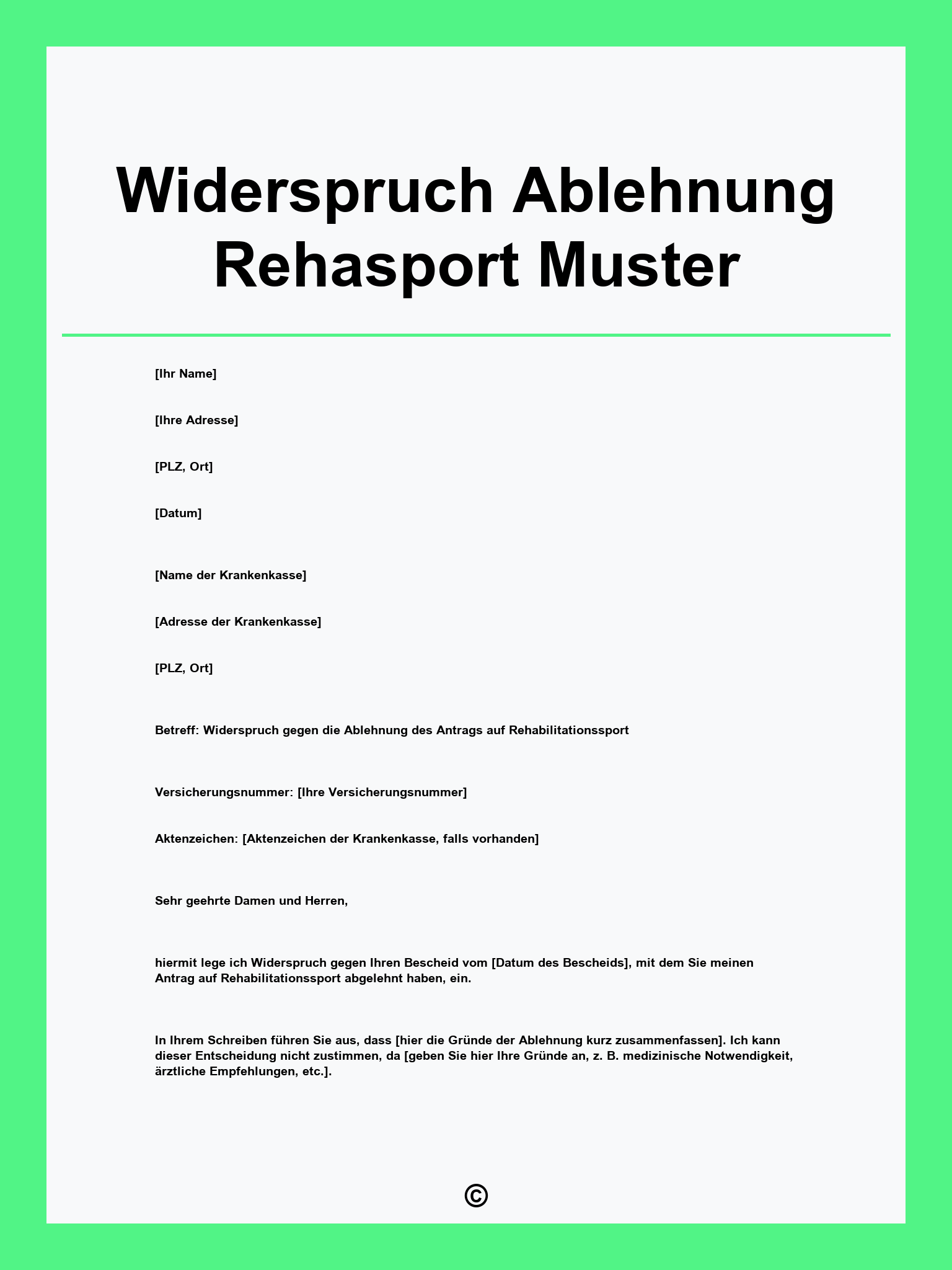 Widerspruch Ablehnung Rehasport Muster