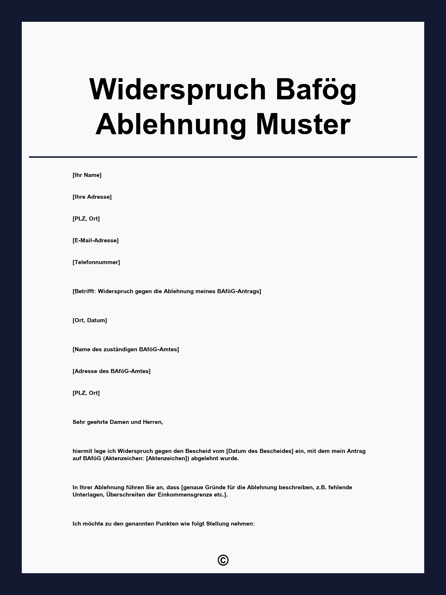 Widerspruch Bafög Ablehnung Muster
