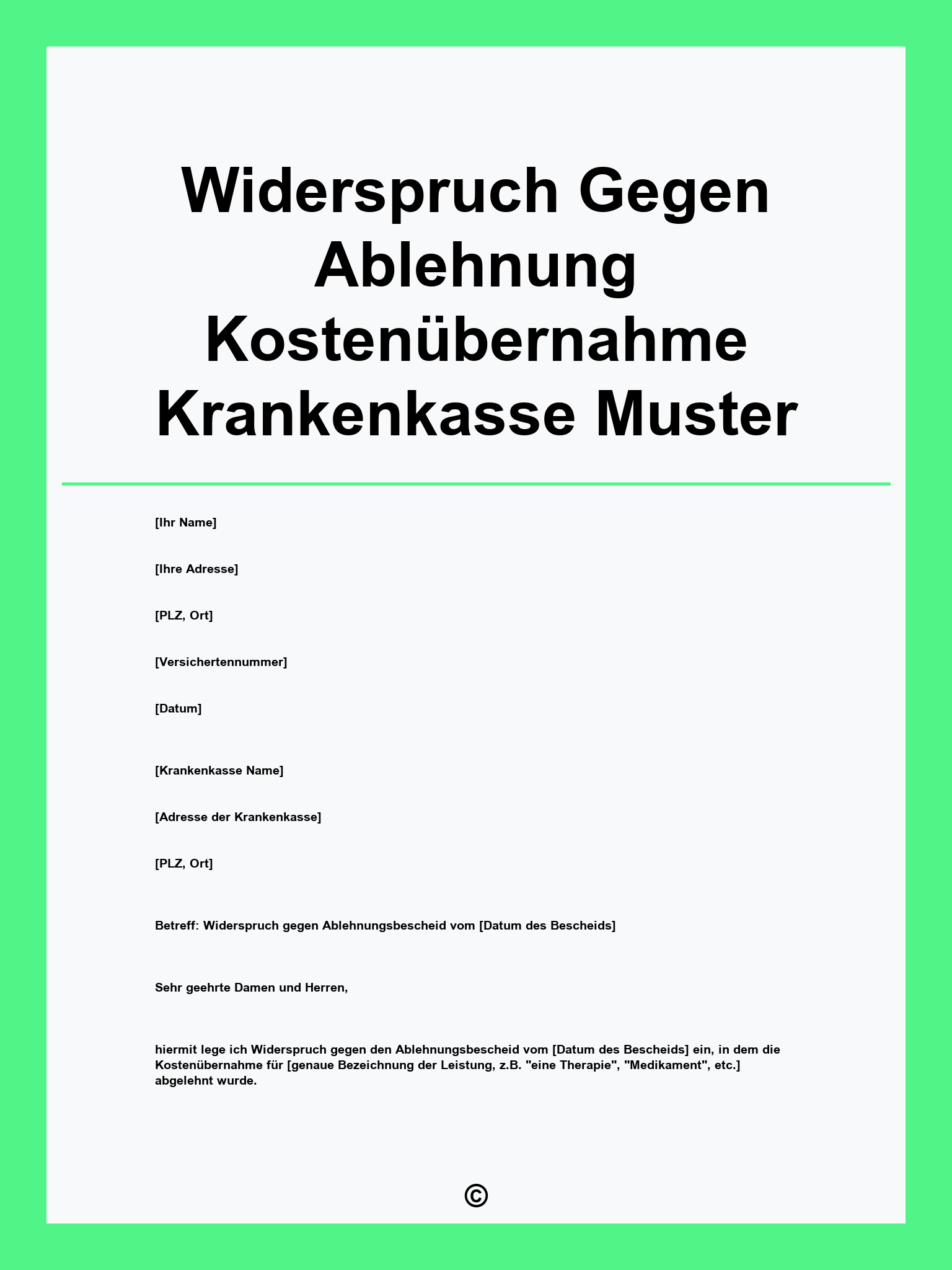 Widerspruch Gegen Ablehnung Kostenübernahme Krankenkasse Muster