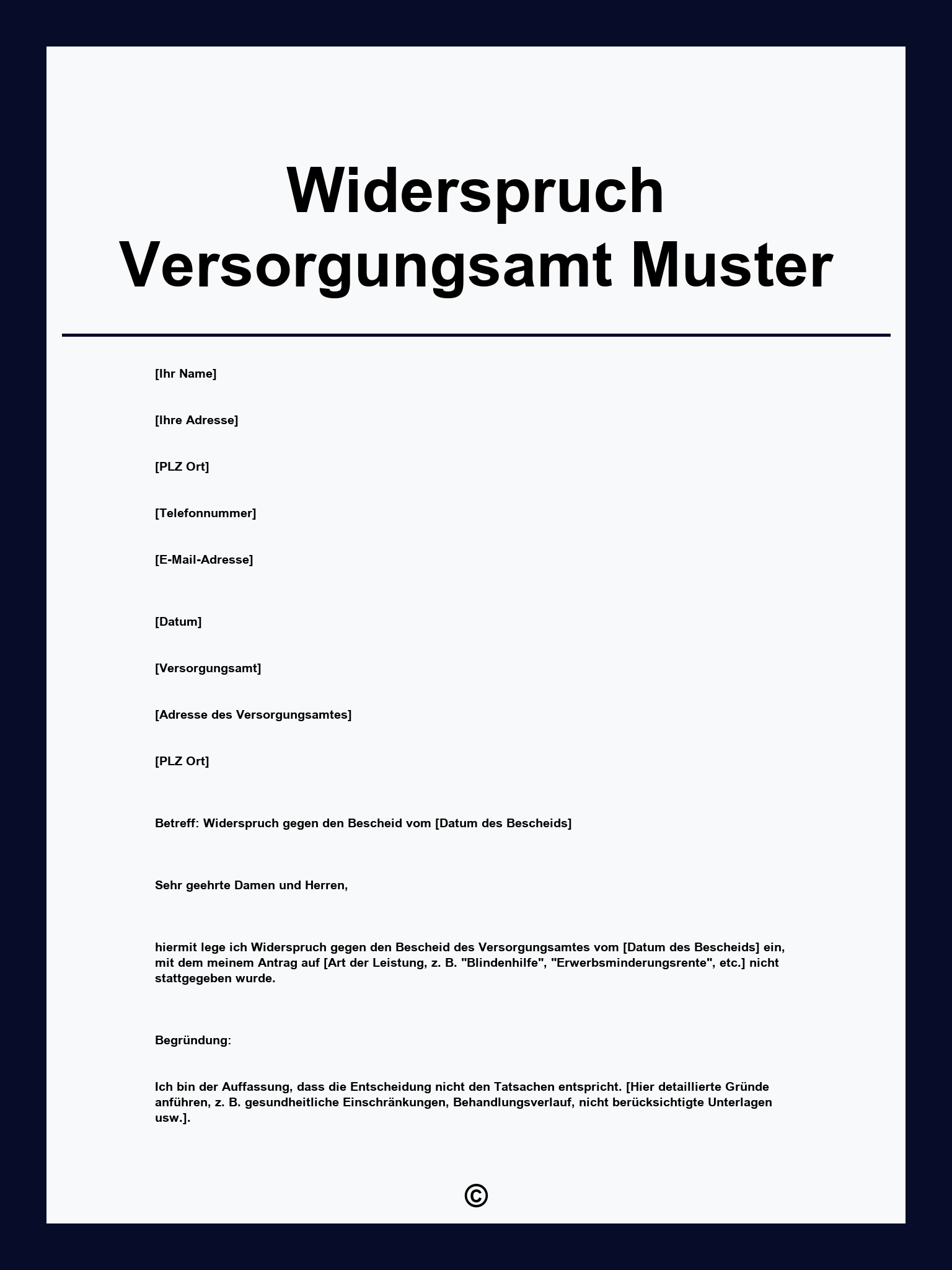 Widerspruch Versorgungsamt Muster